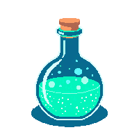 glowing turquoise flask midnight