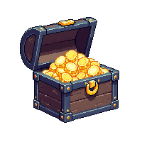 treasure chest open with gold midnight