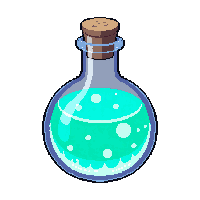 glowing turquoise flask