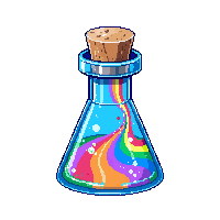 swirling rainbow vial