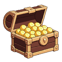 treasure chest open with gold