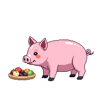 pig eating