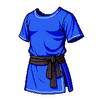 blue tunic belted