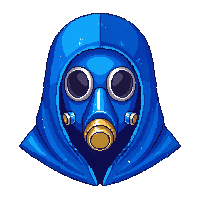 blue gas mask hood