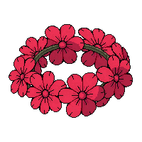 red flower crown