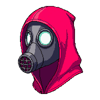 red gas mask hood