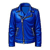 blue leather jacket