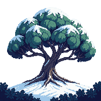 giant tree winter midnight