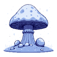 mushroom tree winter midnight