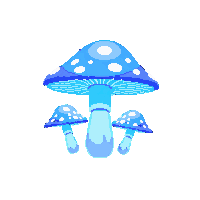 mushroom cluster glowing blue