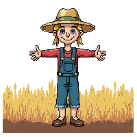 farming scarecrow straw hat field