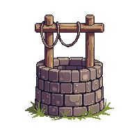 farming well stone bucket rope