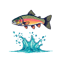 rainbow trout leaping
