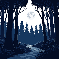 dark forest path moonlit trail horror environment 008