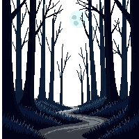 dark forest path moonlit trail horror environment 014