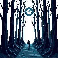 dark forest path moonlit trail horror environment 020
