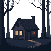 dark forest witch hut small cabin 006