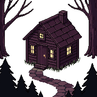 dark forest witch hut small cabin 024
