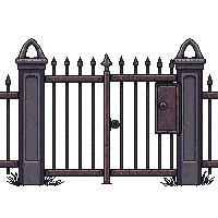 graveyard iron fence rusted gate 003