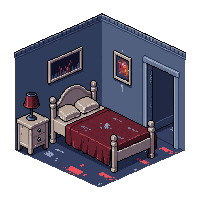haunted bedroom disheveled bed 026