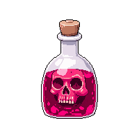 horror poison vial skull bottle 017