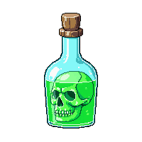 horror poison potion green skull bottle 002