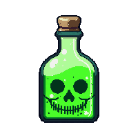 horror poison potion green skull bottle 006