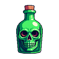 horror poison potion green skull bottle 010