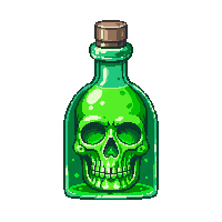 horror poison potion green skull bottle 014