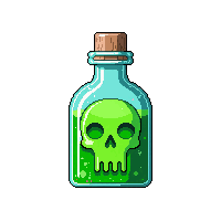horror poison potion green skull bottle 018
