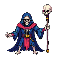 horror necromancer death mage skull staff 009