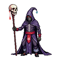 horror necromancer death mage skull staff 021