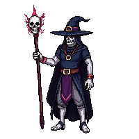 horror necromancer death mage skull staff 027