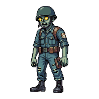 zombie soldier military undead tattered uniform 002