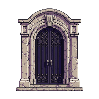 mausoleum marble ornate dark iron door sealed