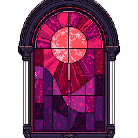 stained glass window dark red purple broken
