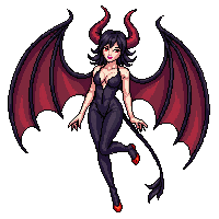 succubus demon wings horns seductive dark red