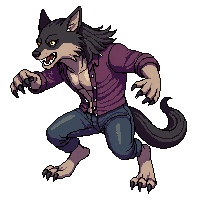 werewolf transformation midshift torn clothes claws