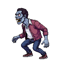zombie shambling torn clothes exposed bone jaw