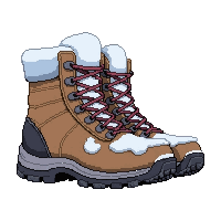sturdy hiking boots  snow covered