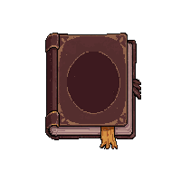 thick spellbook  with a feather bookmark