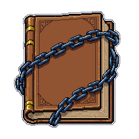 thick spellbook  with chains wrapped around