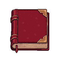 thick spellbook  with red leather cover