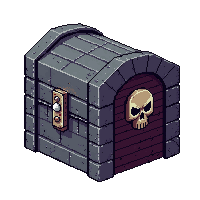 stone sarcophagus  with skull emblem