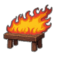 wooden bench  burning with fire
