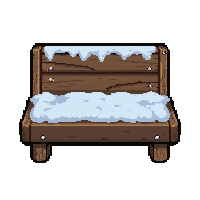 wooden bench  frost covered