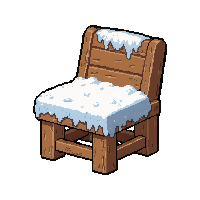 wooden chair  frost covered