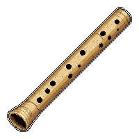 wooden flute  bone carved white