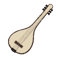 wooden lute  bone carved white