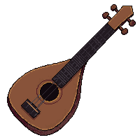 wooden lute  carved with rune symbols